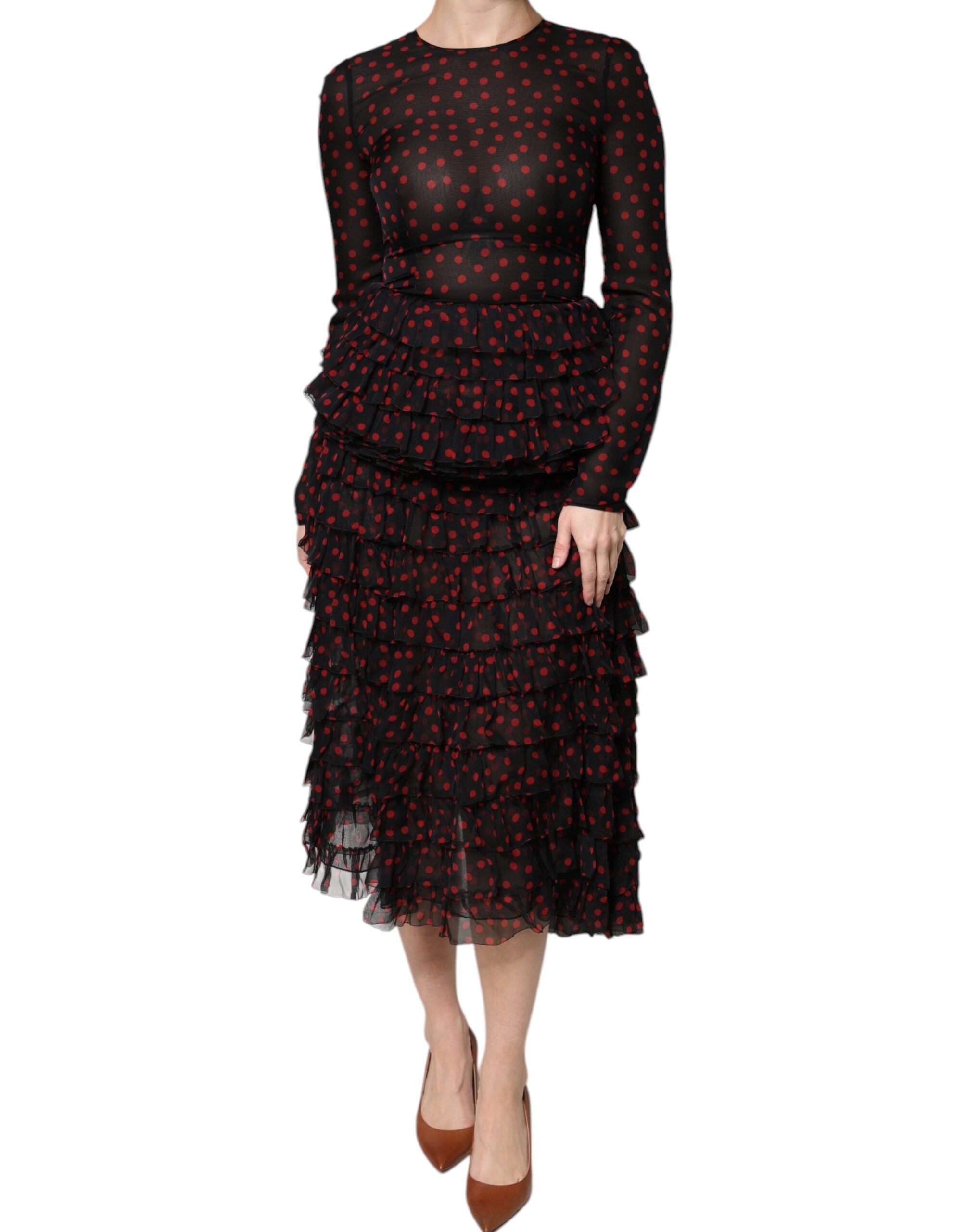 Robe midi Dolce & Gabbana noire et rouge
