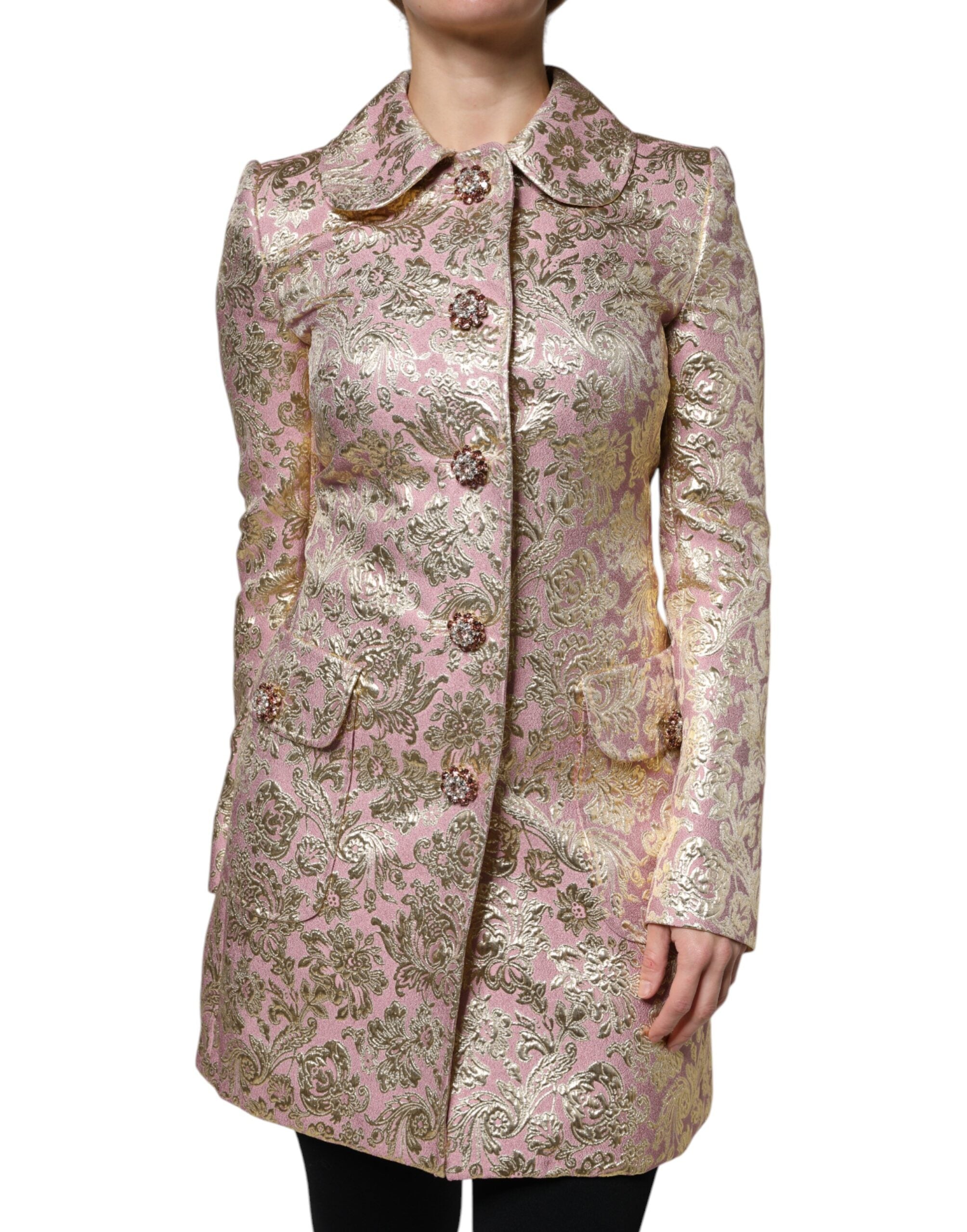 Manteau Dolce & Gabbana jacquard rose métallique