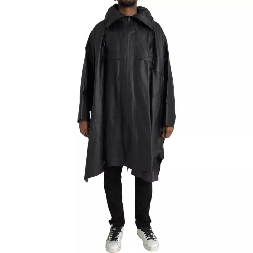 Manteau Bottega Veneta en cuir noir