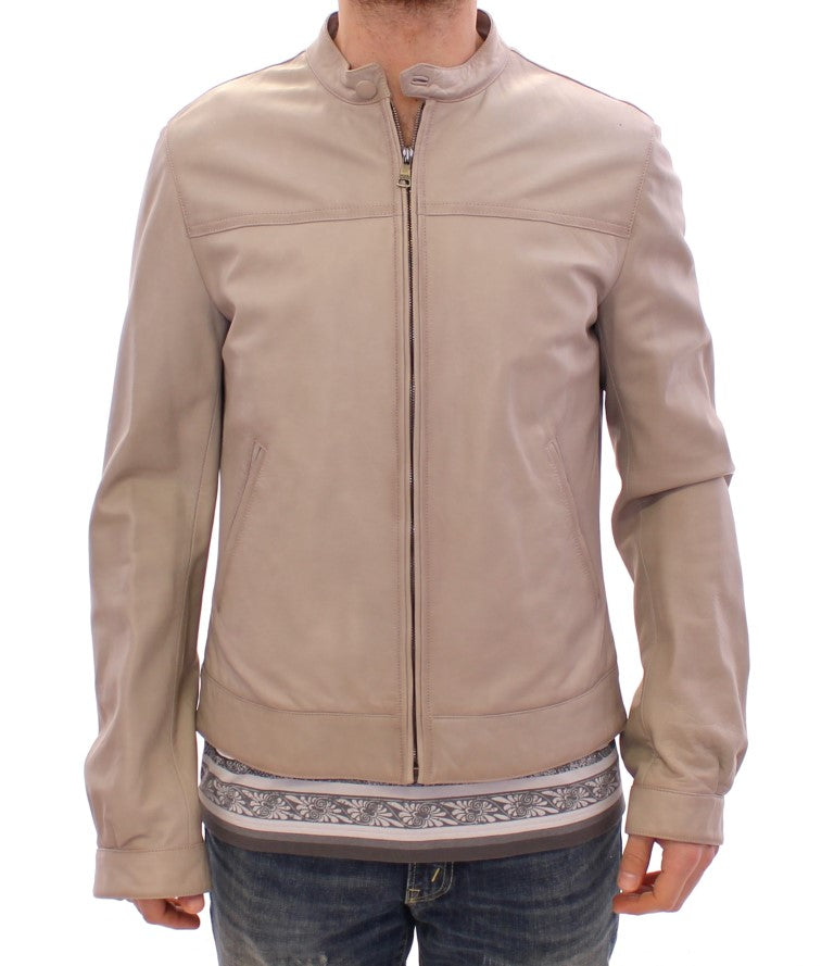 Veste en cuir Dolce & Gabbana beige