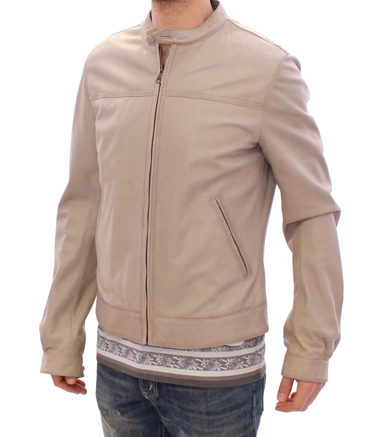 Veste en cuir Dolce & Gabbana beige