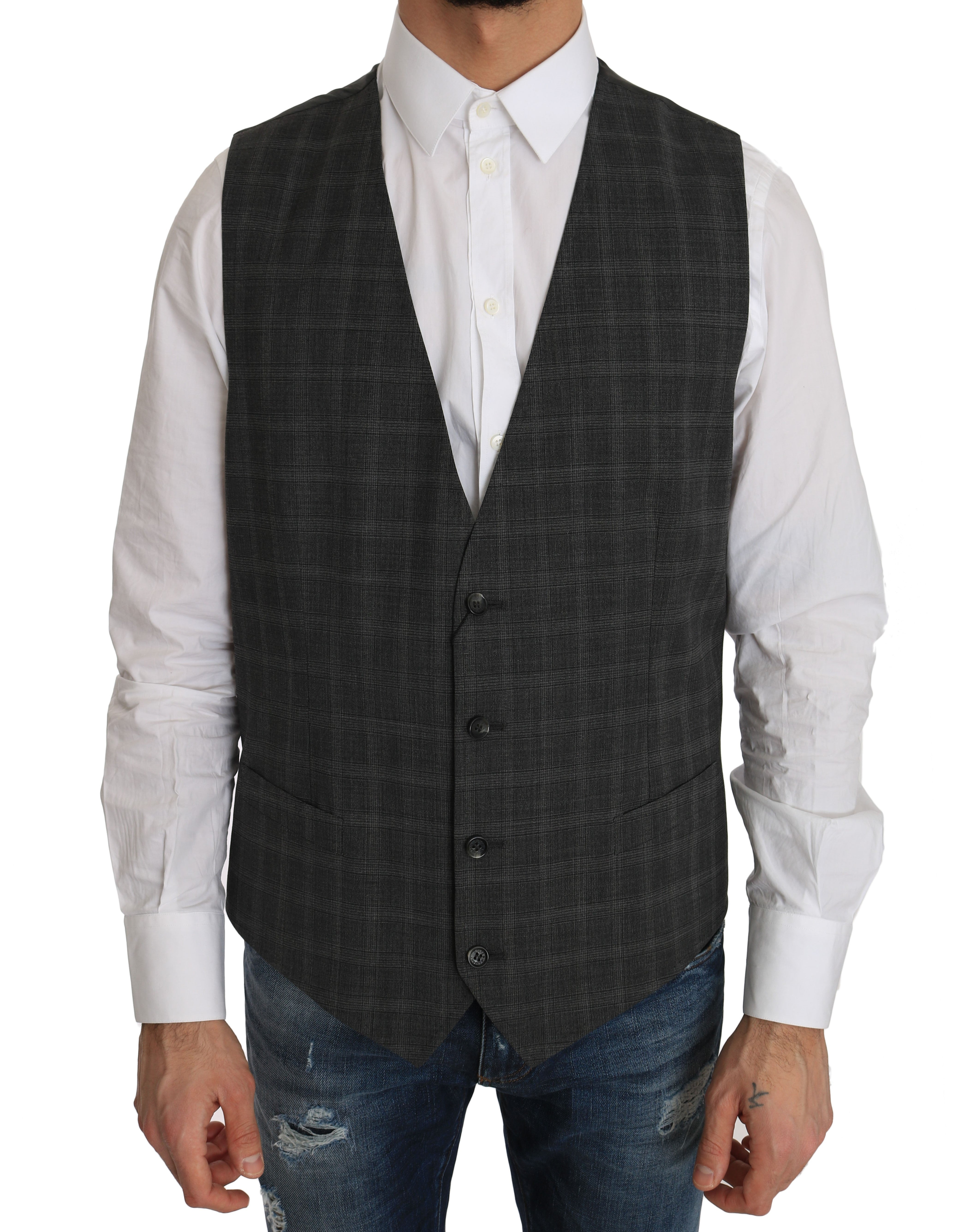 Gilet Dolce & Gabbana gris à carreaux