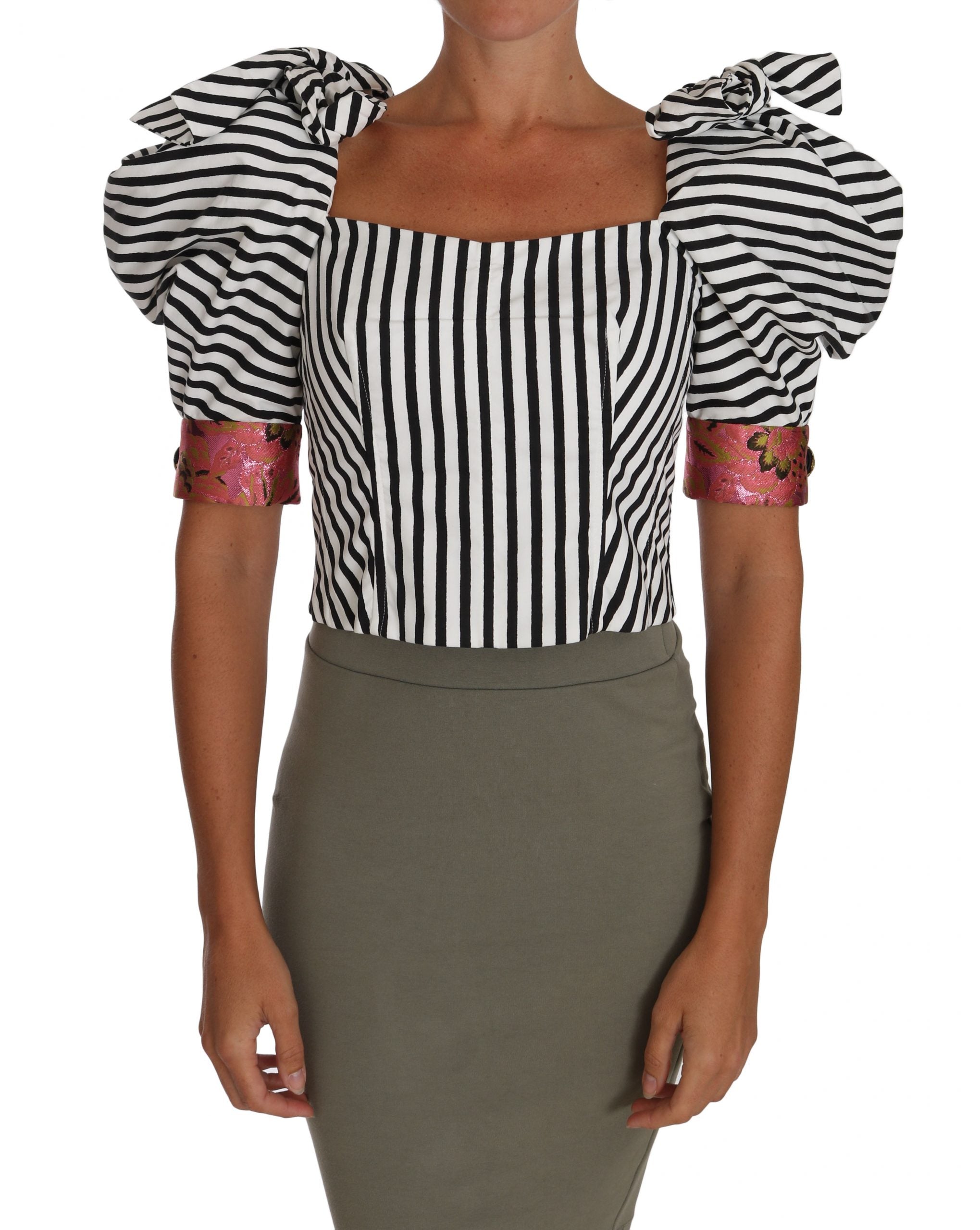 Haut Dolce & Gabbana cropped blanc à rayures noires