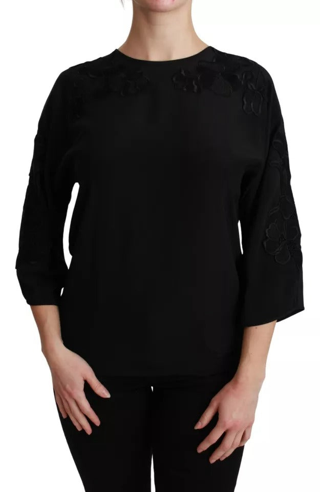 Blouse Dolce & Gabbana 3/4 noire fleurie