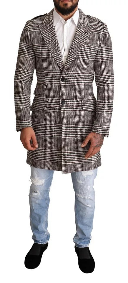 Trench coat Dolce & Gabbana gris à carreaux