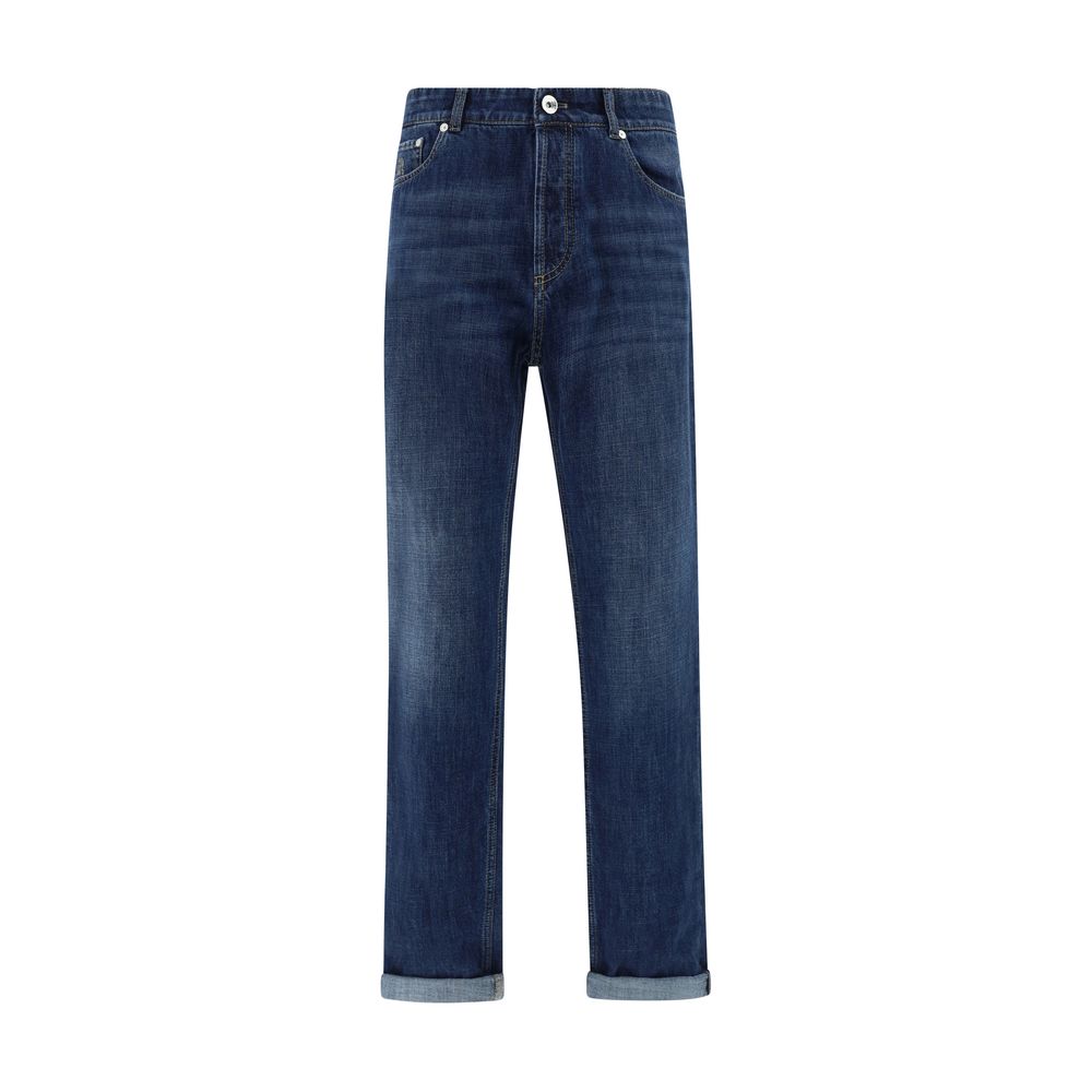 Jeans Brunello Cucinelli avec revers bleus