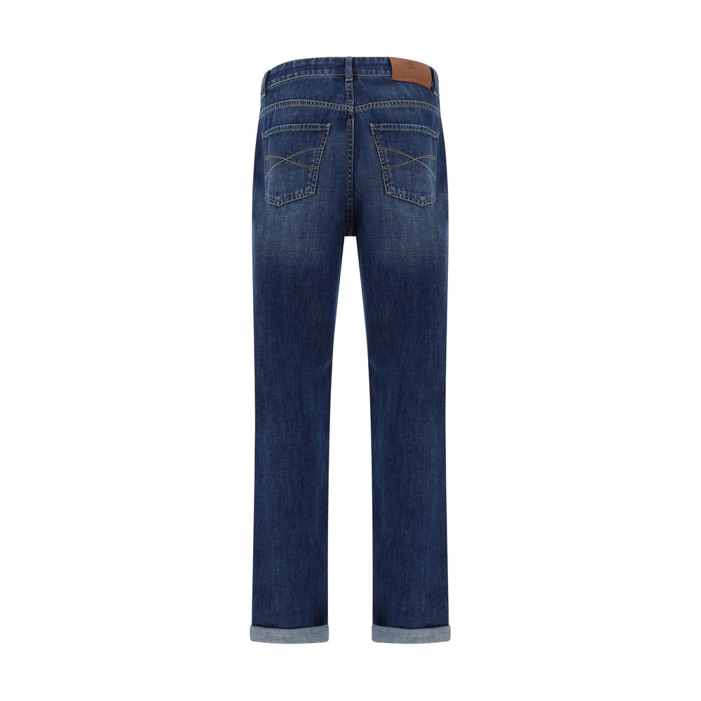 Jeans Brunello Cucinelli avec revers bleus