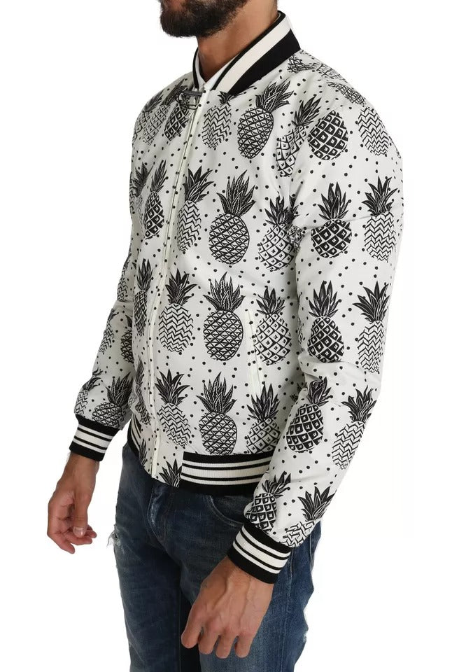 Veste Dolce & Gabbana Bomber blanche avec ananas noirs
