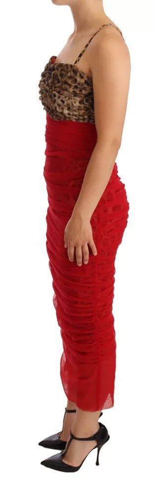 Robe DOLCE & GABBANA midi rouge imprimé léopard