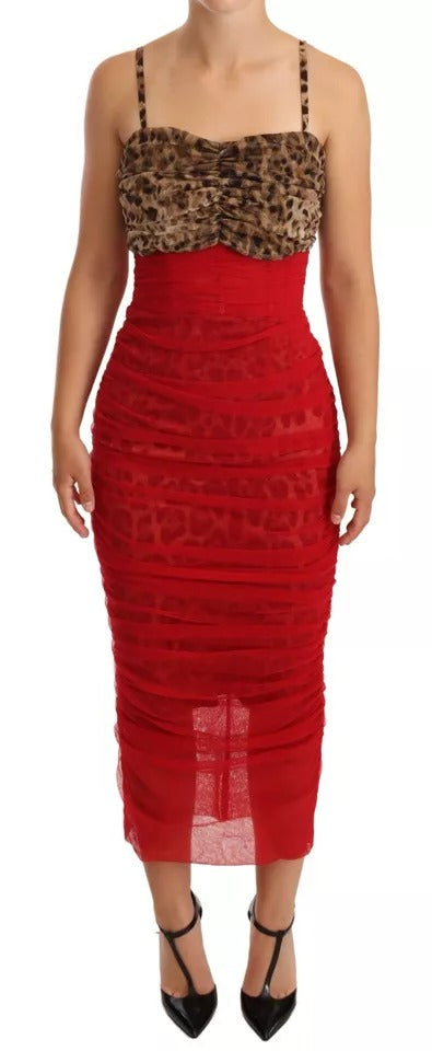 Robe DOLCE & GABBANA midi rouge imprimé léopard