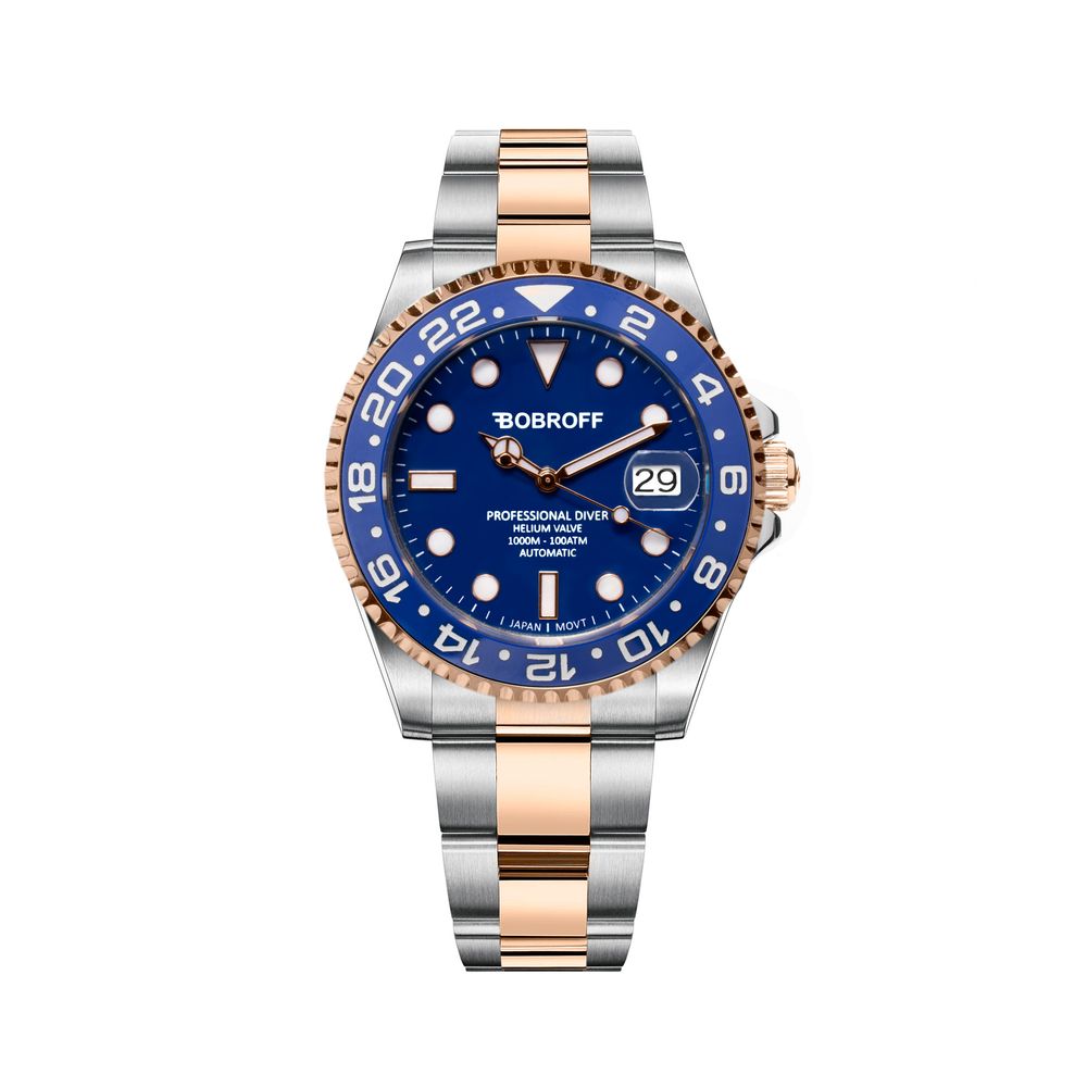 Montre automatique argentée bleu