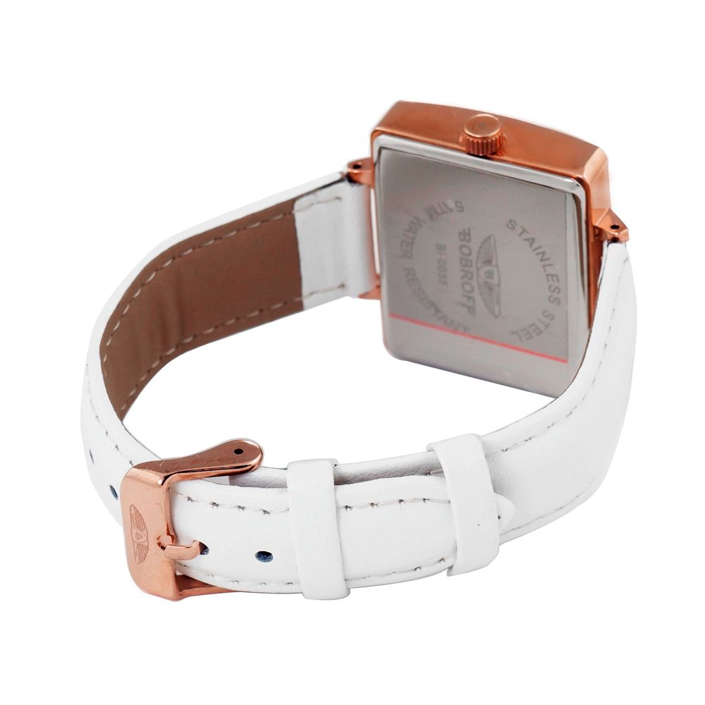 Montre blanche en cuir bronze