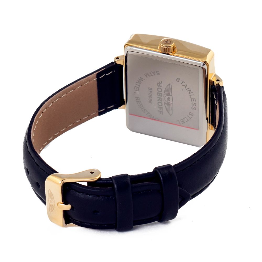 Montre en cuir Noire dorée