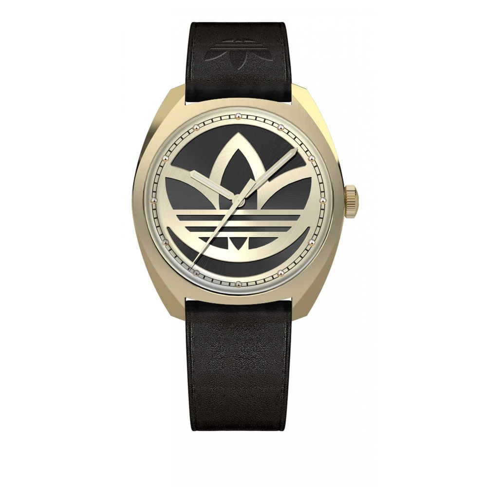 Montre Noir Cuir dorée