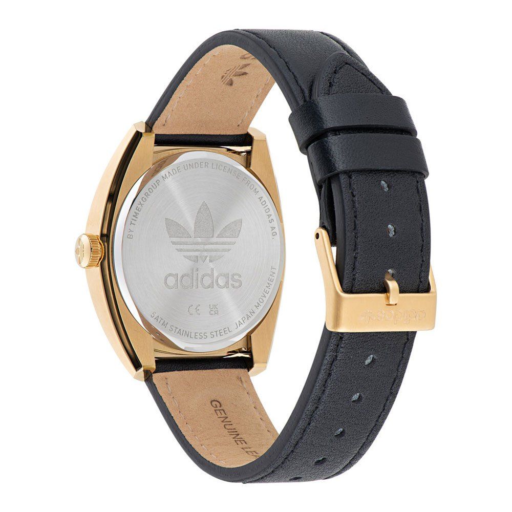 Montre Noir Cuir dorée