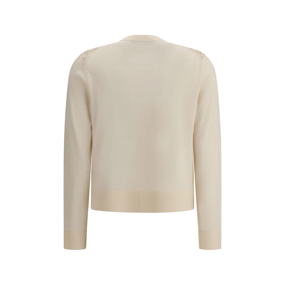 Cardigan Tory Burch avec logos écru