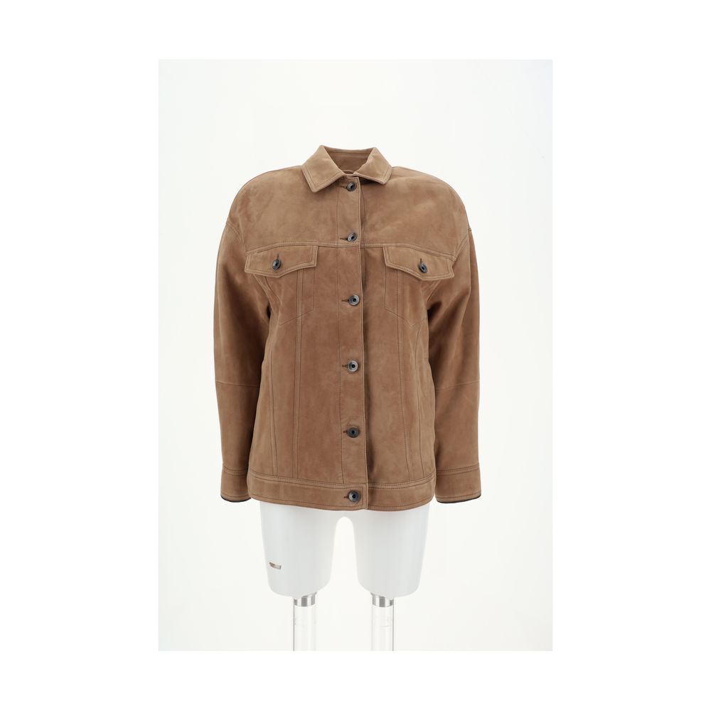 Veste cuir Brunello Cucinelli marron