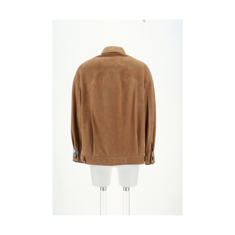 Veste cuir Brunello Cucinelli marron