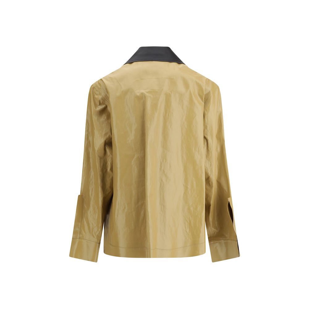 Veste en lin enduit oversize noire