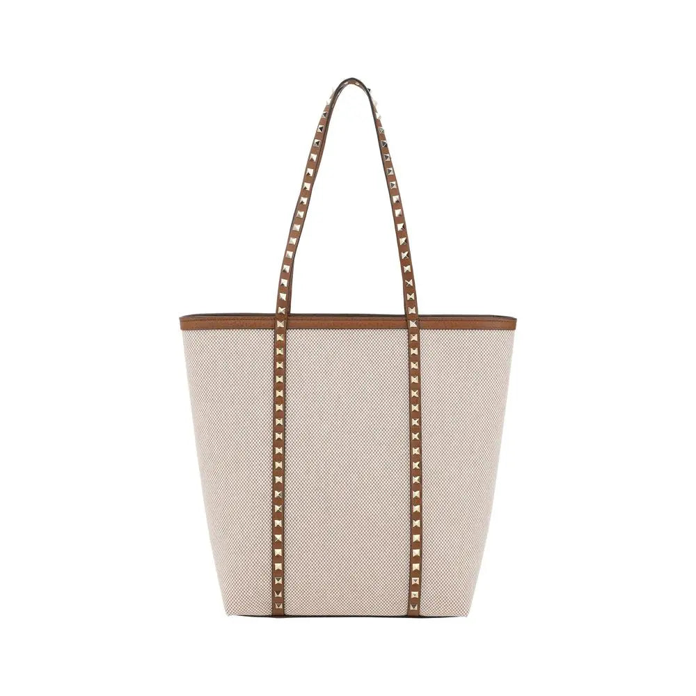 Tote bag Valentino Garavani Rockstud beige Valentino Garavani