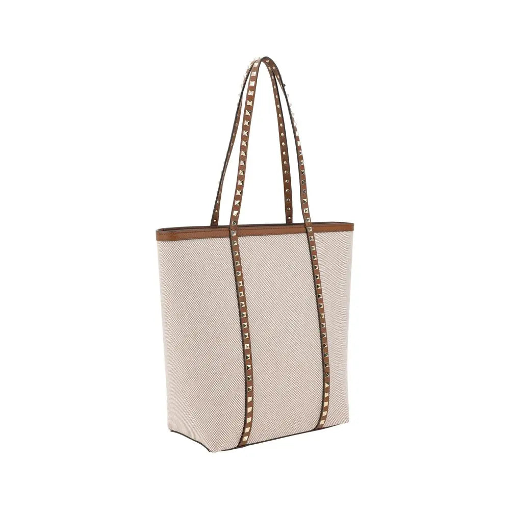 Tote bag Valentino Garavani Rockstud beige Valentino Garavani