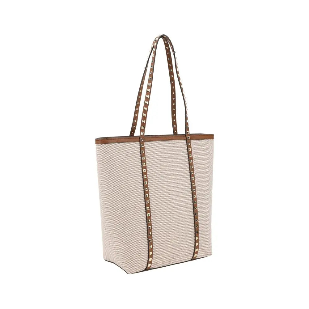Tote bag Valentino Garavani Rockstud beige Valentino Garavani