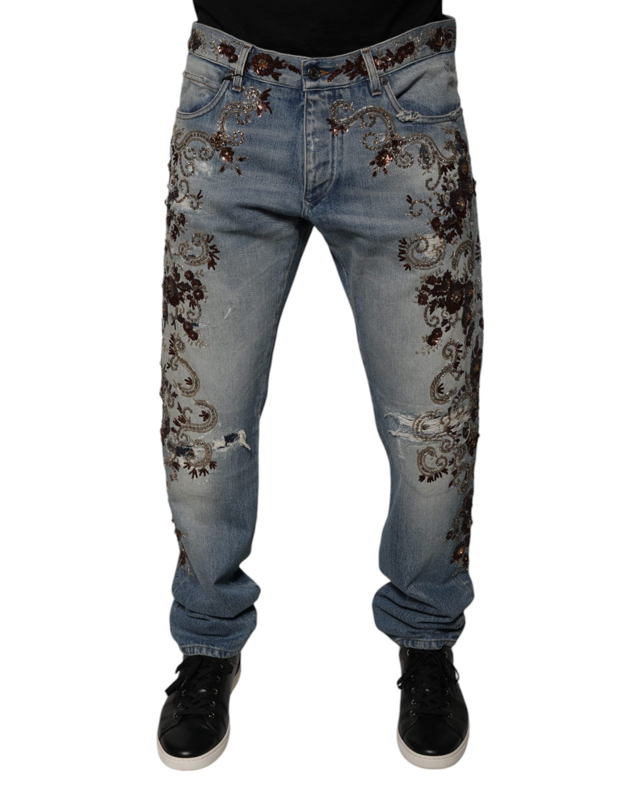 Jeans Dolce & Gabbana brodés bleu clair