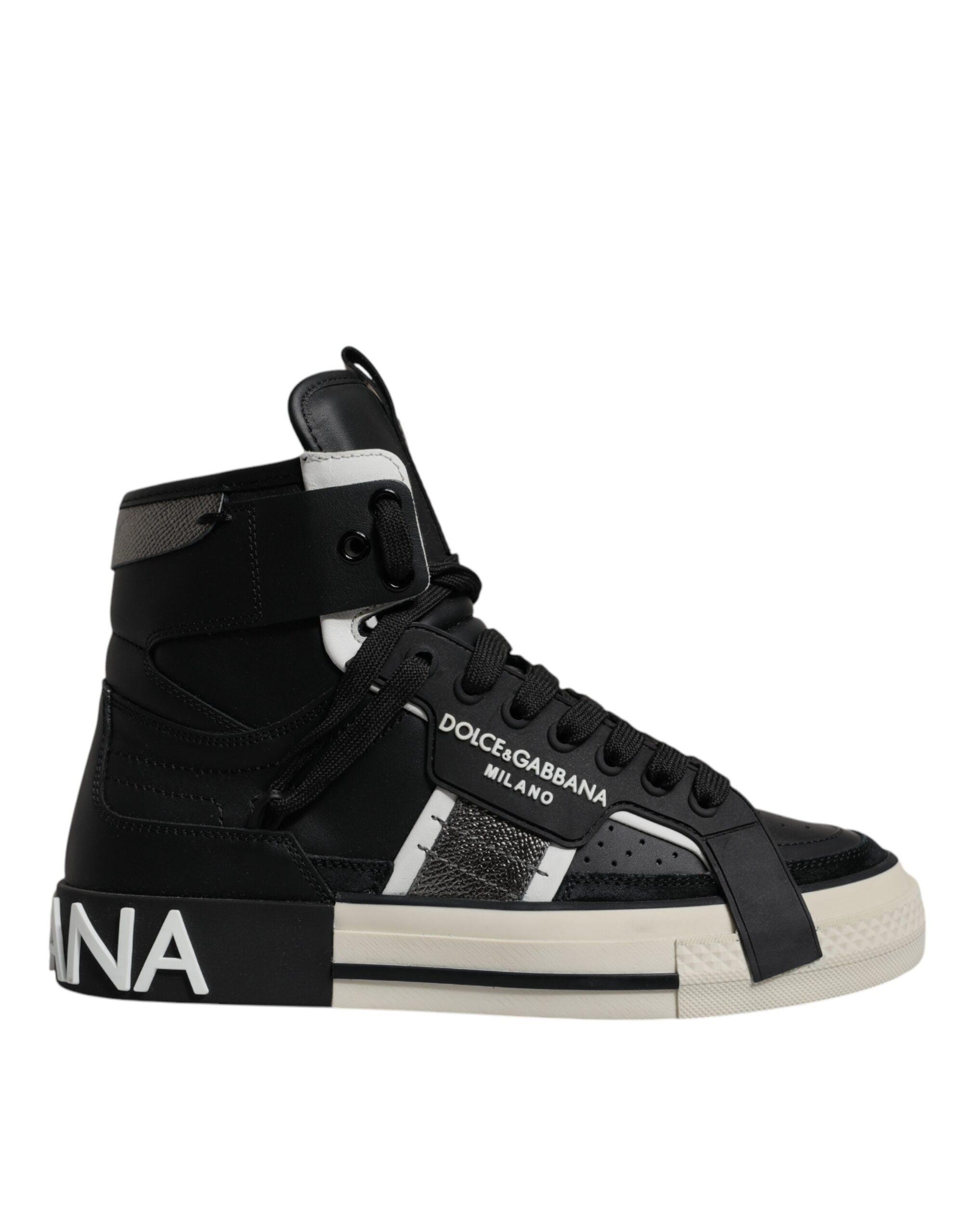 Baskets Dolce & Gabbana hautes noires et argentées