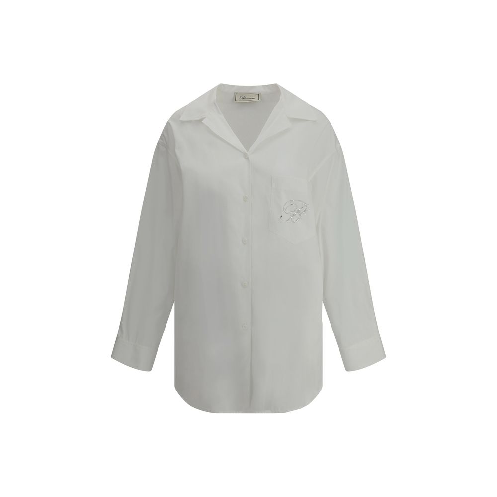 Chemise Blumarine logo strass blanche