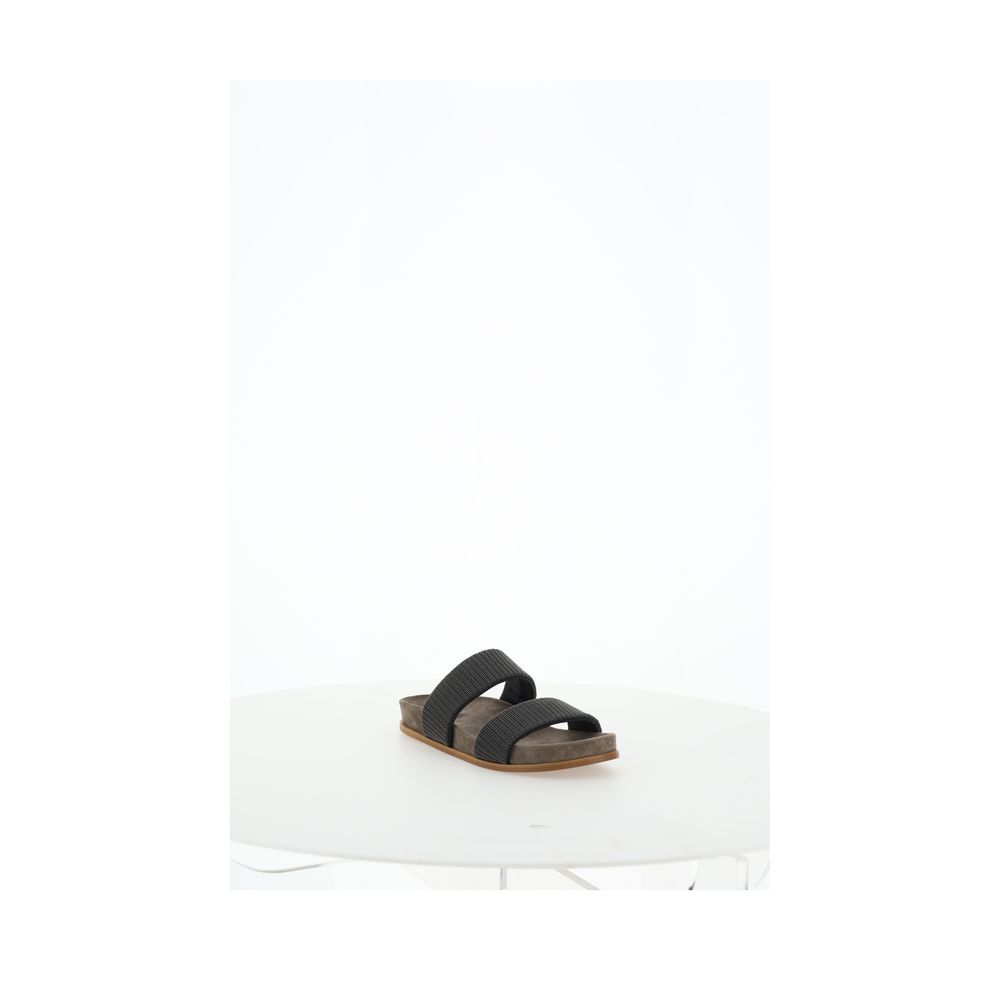Sandales Brunello Cucinelli pailletées noires