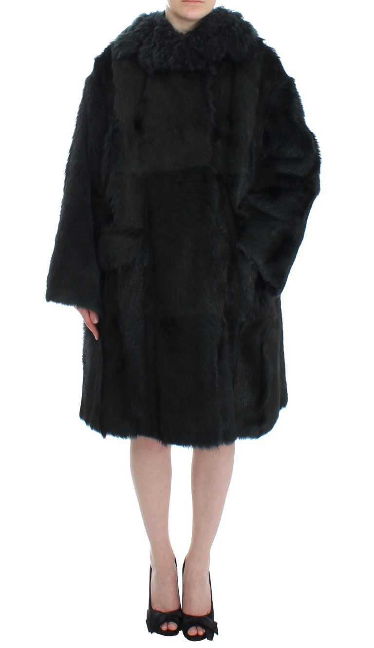 Manteau Dolce & Gabbana en cuir noir