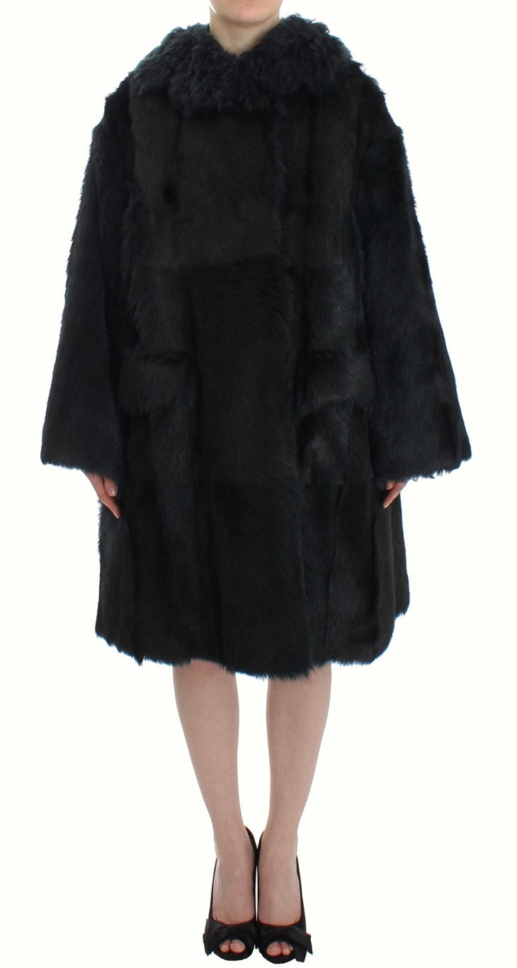 Manteau Dolce & Gabbana en cuir noir