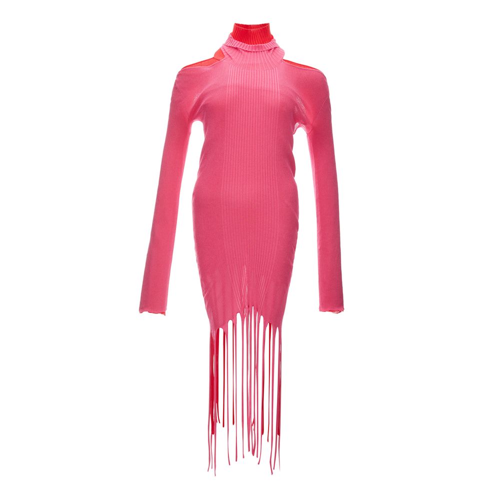 Robe Bottega Veneta à franges roses et rouges