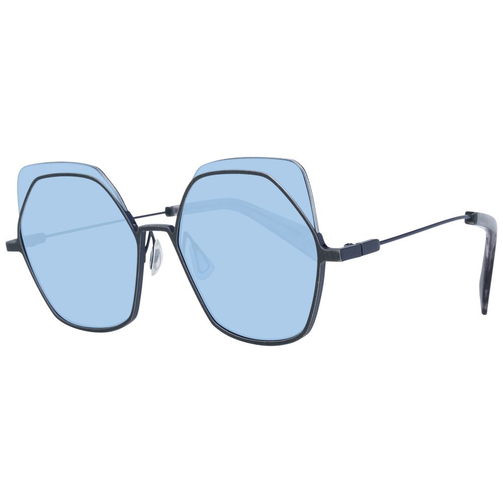 Lunettes de soleil Gunmetal géométriques bleues