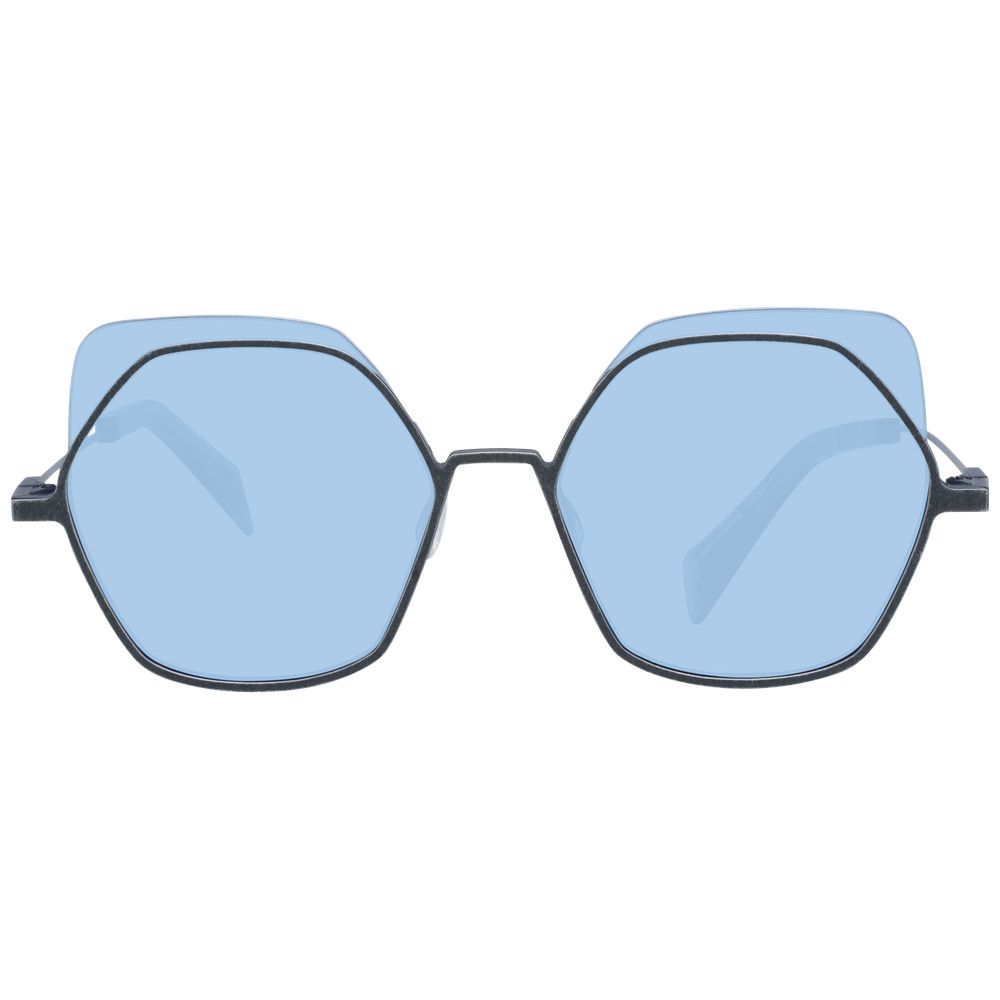 Lunettes de soleil Gunmetal géométriques bleues