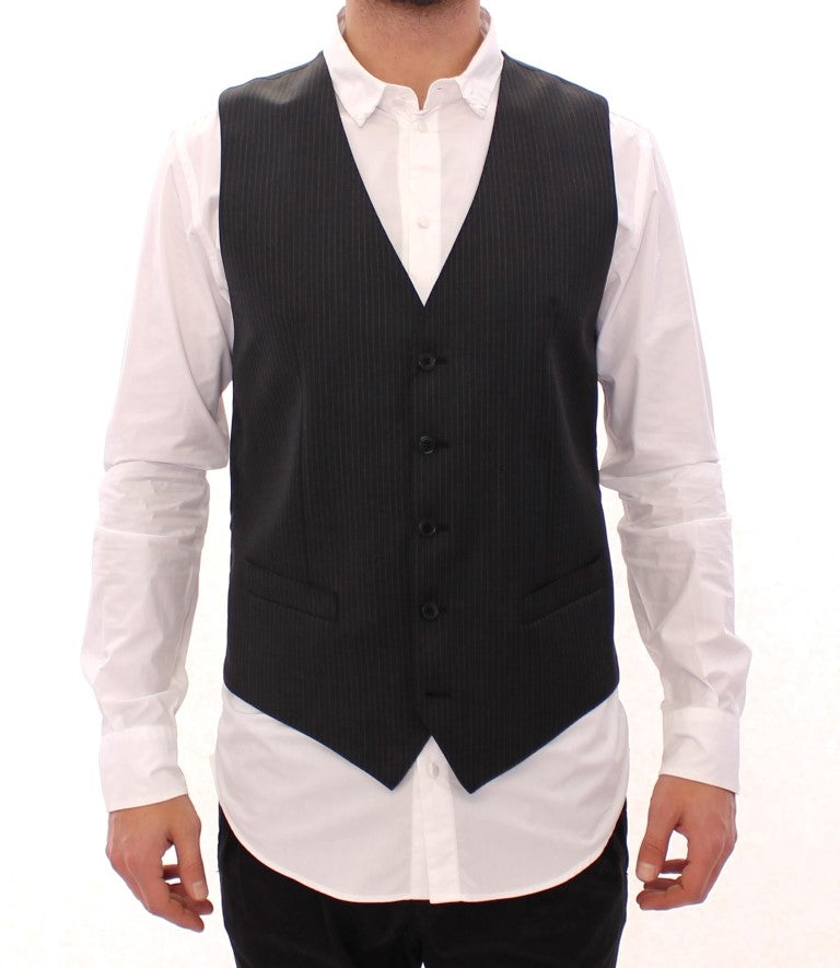Gilet Dolce & Gabbana single breasted gris rayé