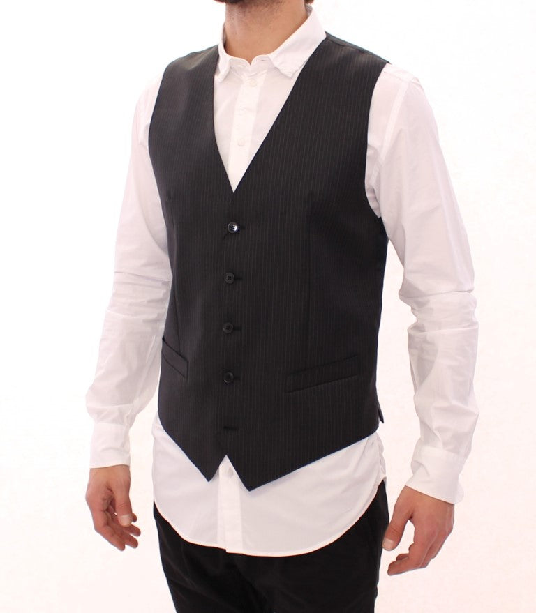 Gilet Dolce & Gabbana single breasted gris rayé