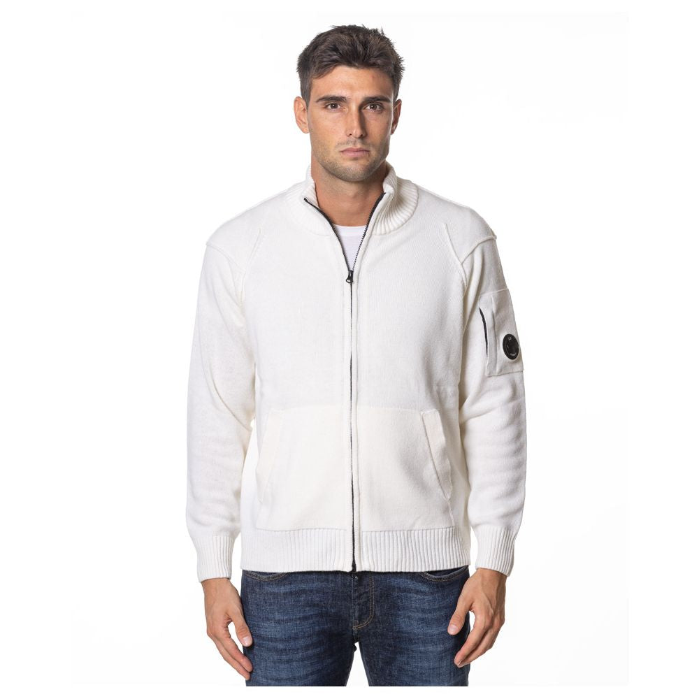 Cardigan C.P. Company goggle blanc crémeux
