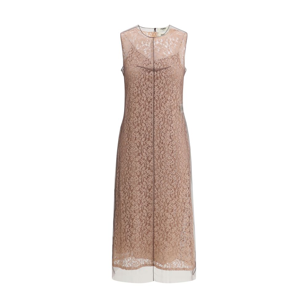 Robe midi Fendi en dentelle noire