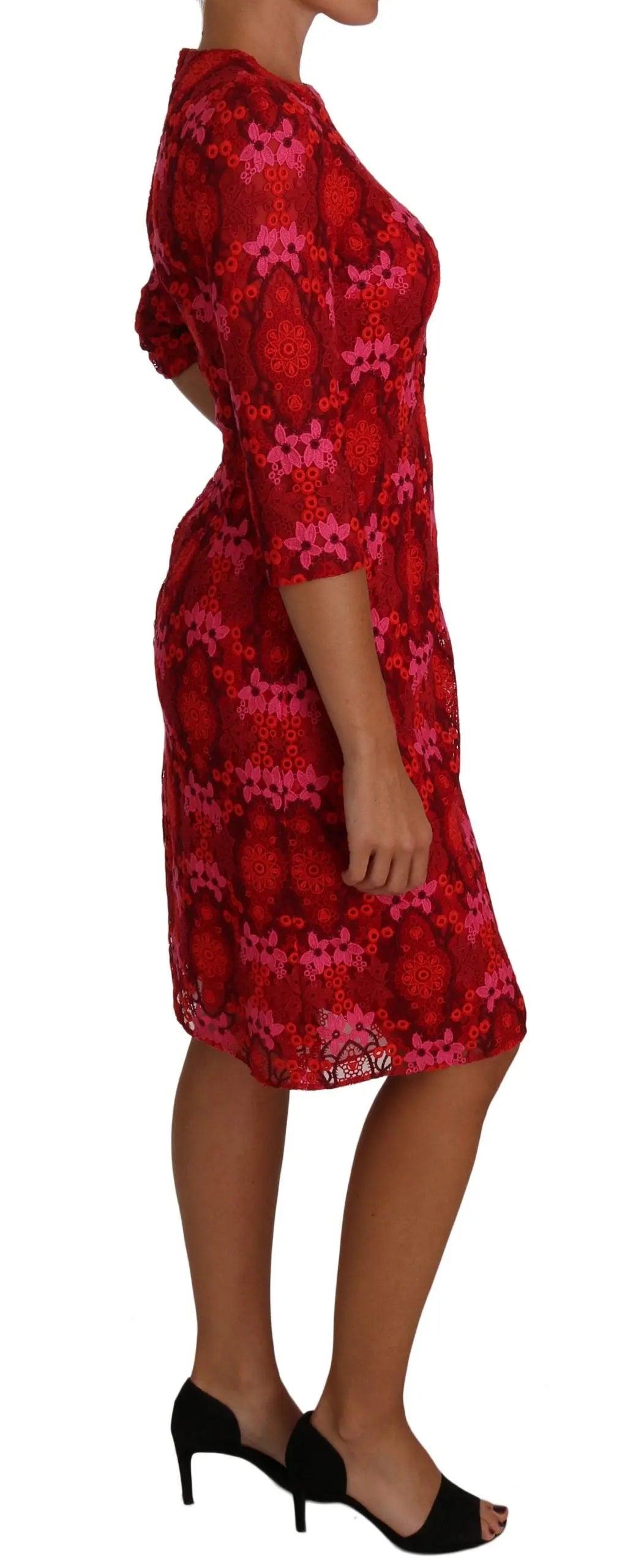 Robe Dolce & Gabbana fleurie rouge rose Dolce & Gabbana