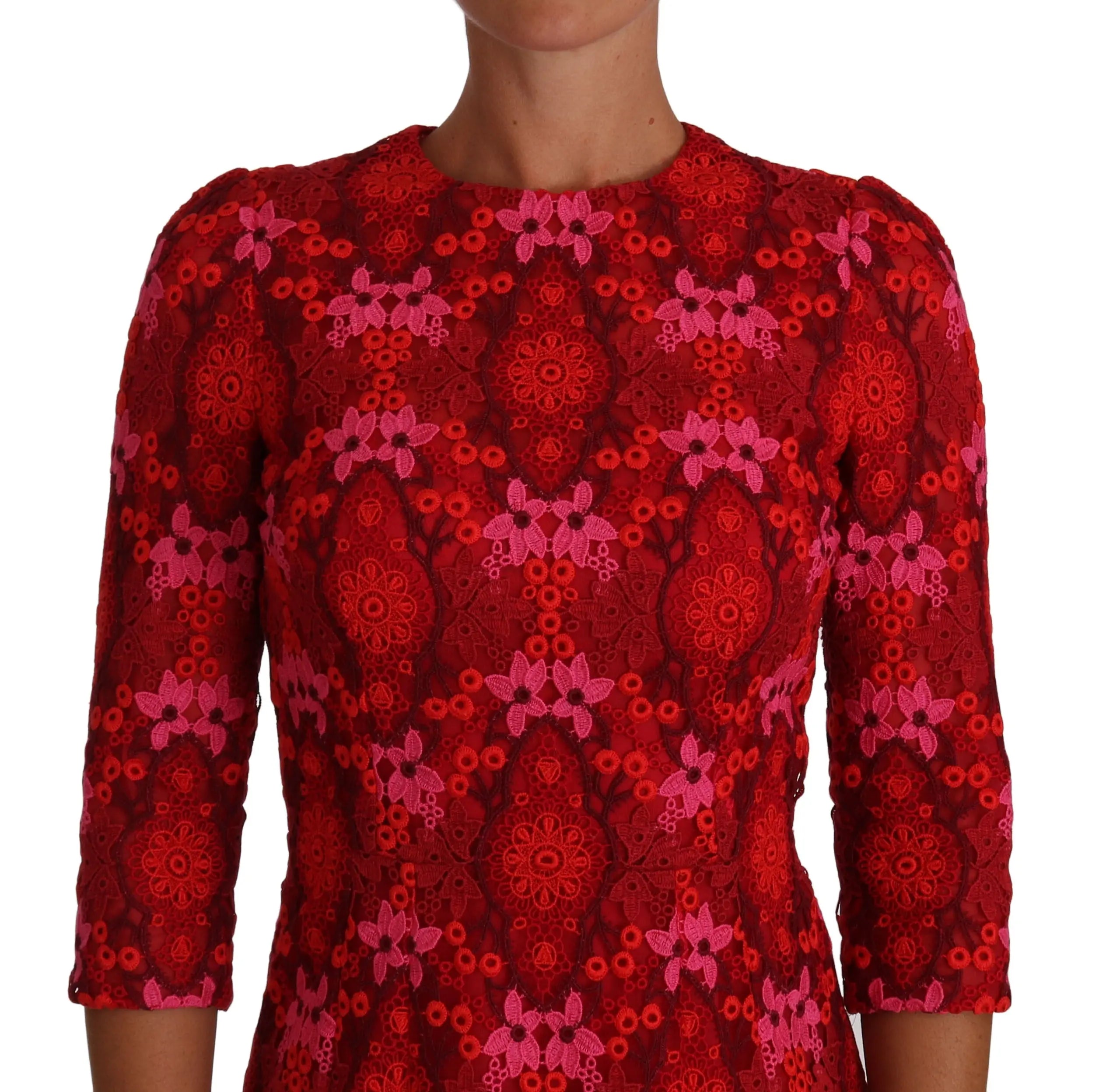 Robe Dolce & Gabbana fleurie rouge rose Dolce & Gabbana