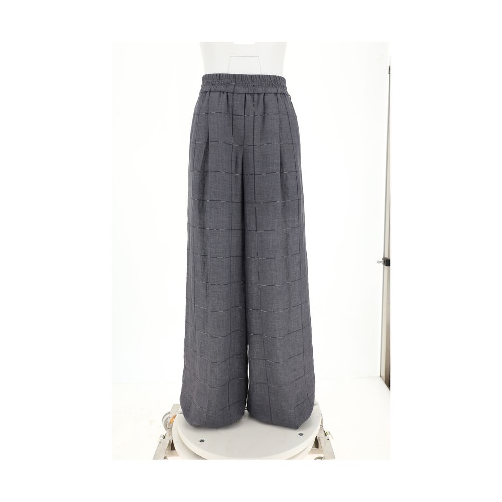 Pantalon Brunello Cucinelli palazzo à motifs beiges