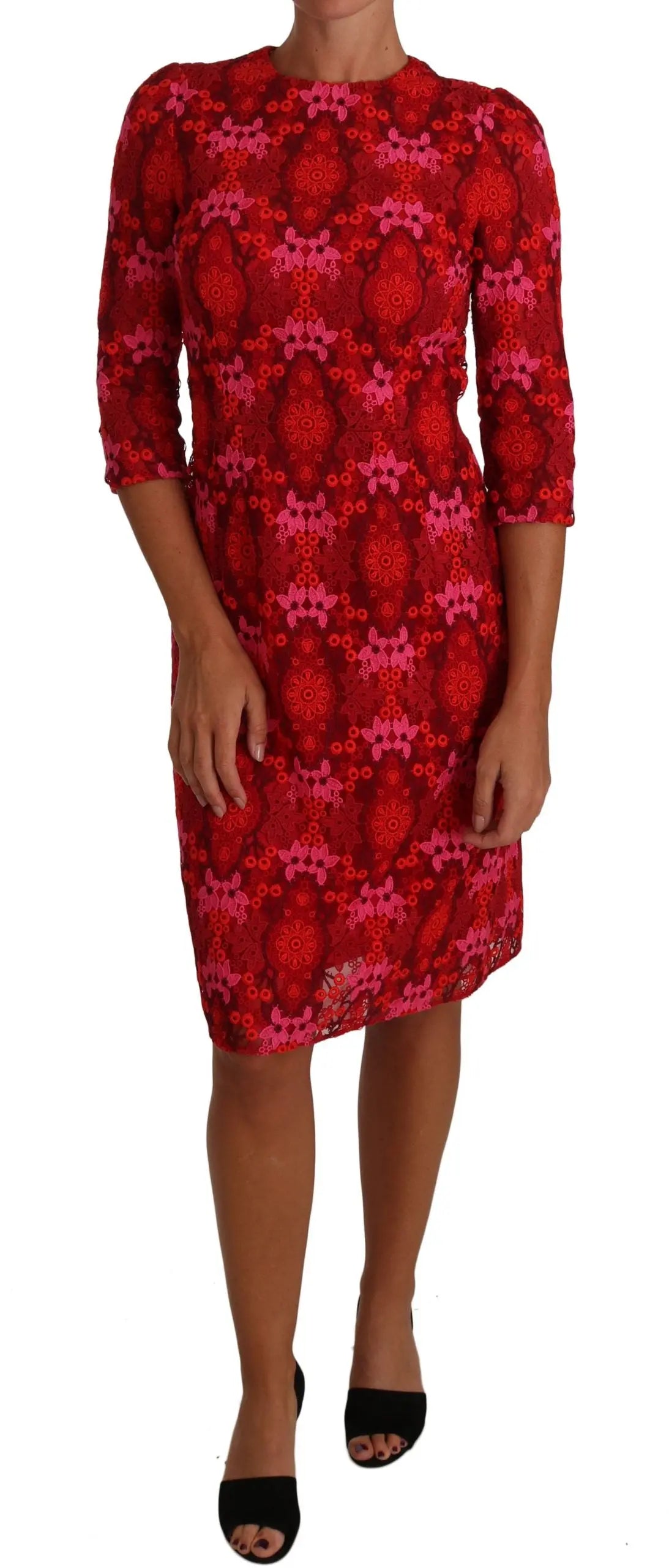 Robe Dolce & Gabbana fleurie rouge rose Dolce & Gabbana