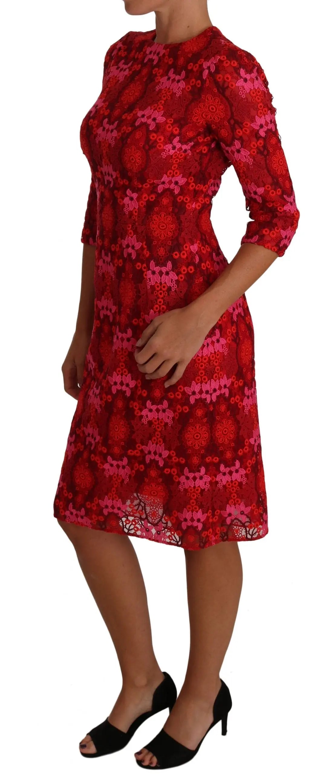 Robe Dolce & Gabbana fleurie rouge rose Dolce & Gabbana