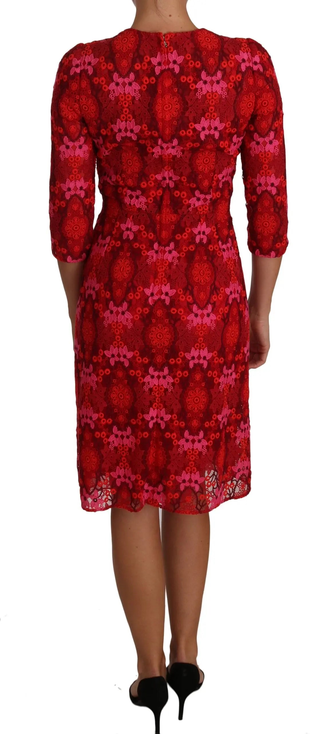 Robe Dolce & Gabbana fleurie rouge rose Dolce & Gabbana
