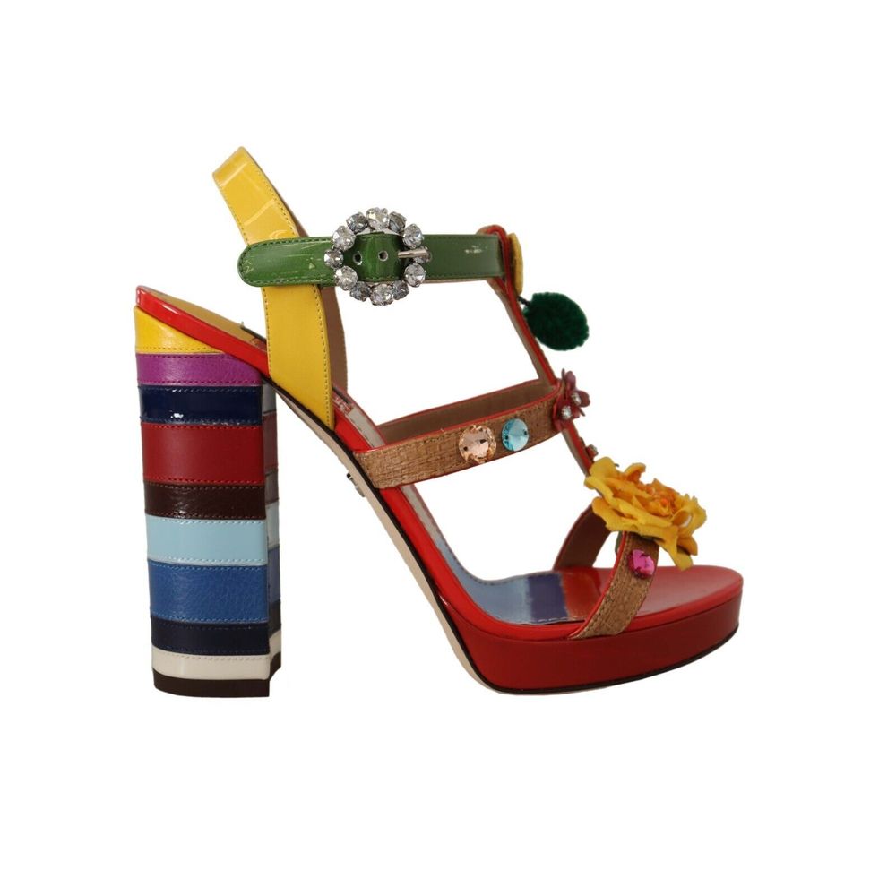 Sandales multicolores en cuir beiges