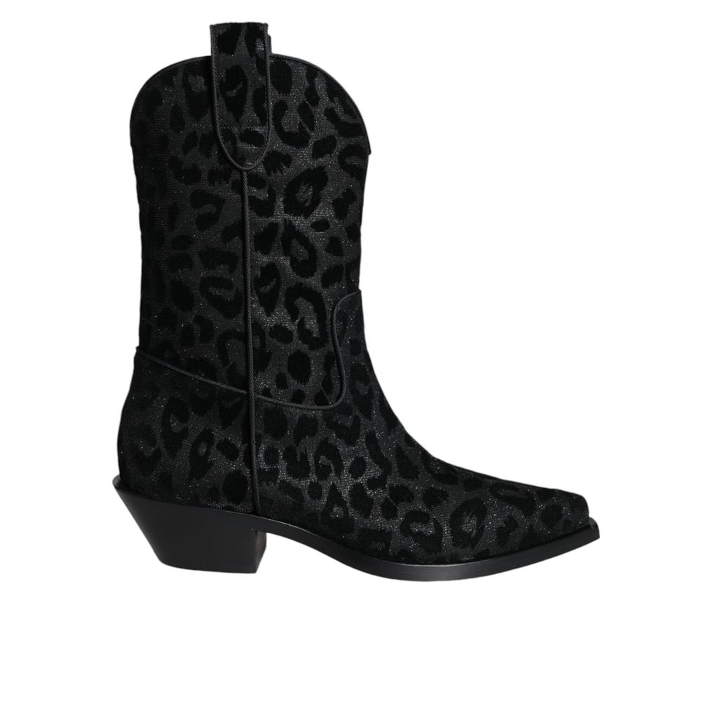 Bottines Dolce & Gabbana Cowboy noir et gris léopard