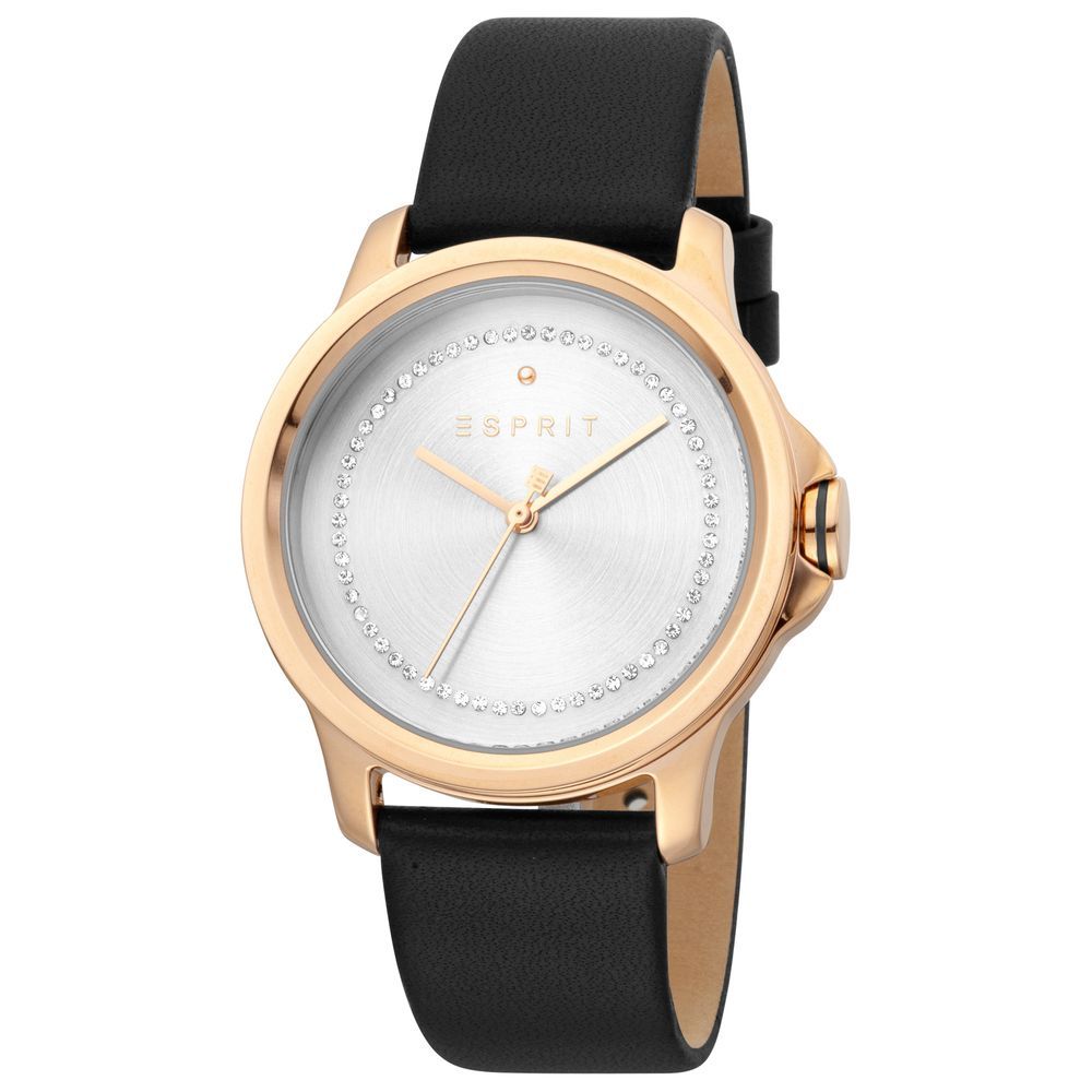 Montre rose gold cuir noire