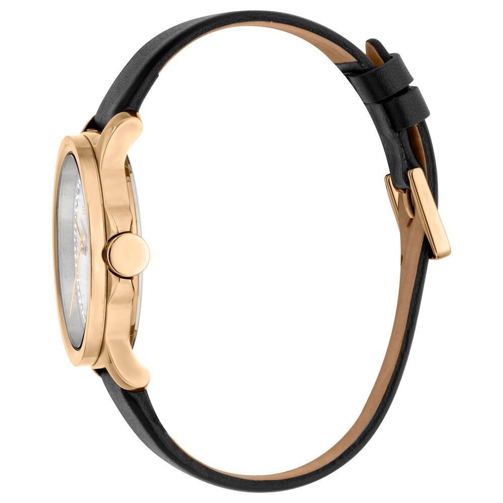 Montre rose gold cuir noire
