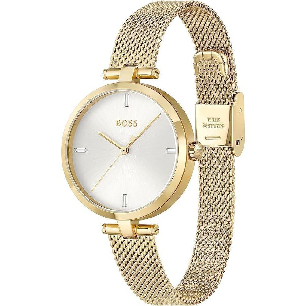 Montre dorée blanche
